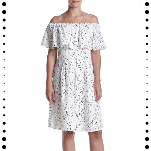 Chelsea & Theodore Dresses & Skirts - NWT Black & White Printed off the shoulder dress